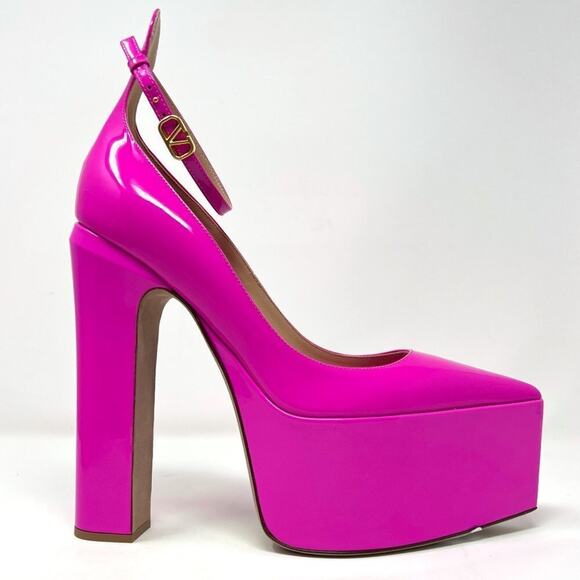 Valentino Garavani Pink Patent Leather VLogo Platform Pumps Size 38 - Picture 4 of 12